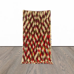 Colorful Moroccan Berber Rug (4x8 ft): Vintage Tribal Woven Area Rug