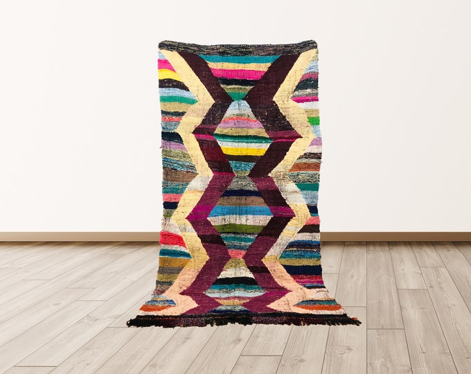 Moroccan vintage kilim area  rug ! 8x4 ft rug.