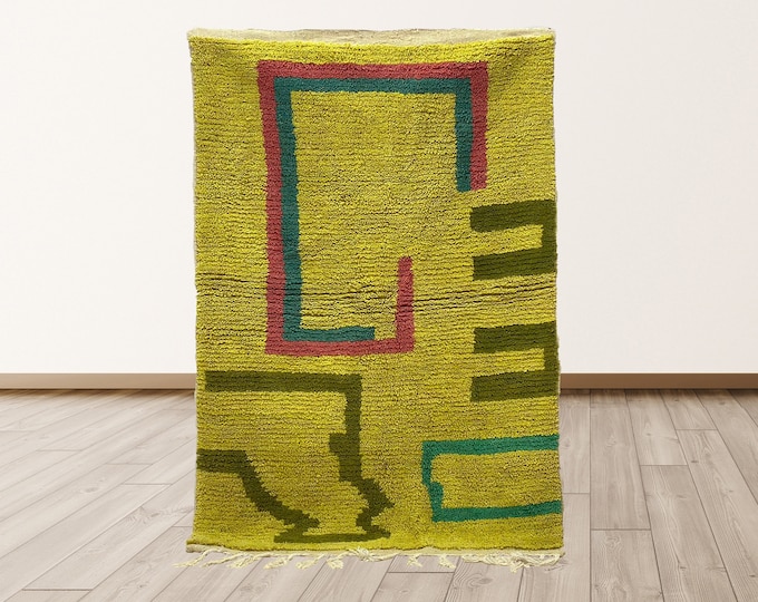 Handwoven Moroccan Area Rug: Bohemian Floor Rug.