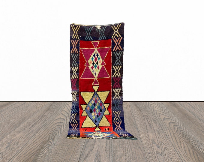 Berber moroccan runner rugs, 3x9 feet vintage runner rug, tribal runner rug, unique runner rug.