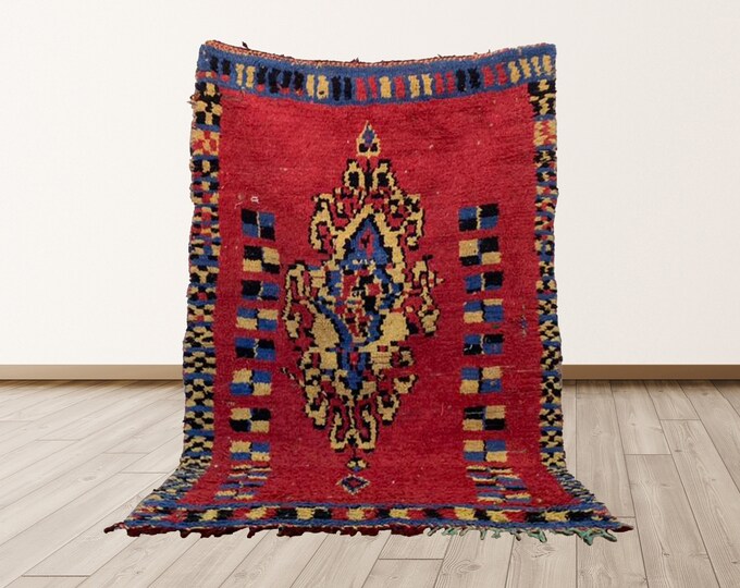 Morrocan 3x5 ft Berber Vintage Tribal Azilal Rug.