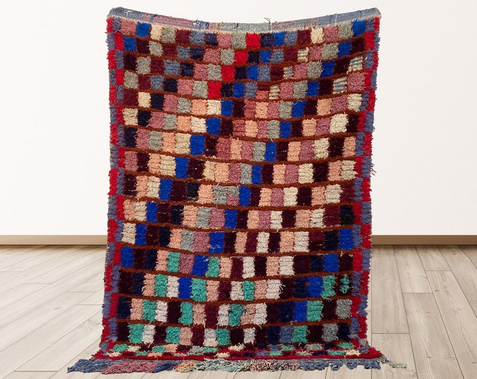 5x6 feet Moroccan colorful vintage rugs, Moroccan Vintage Berber rugs.