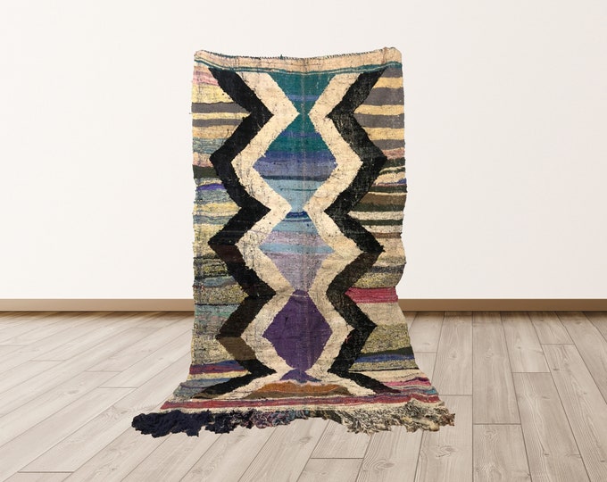Moroccan tribal kilim rug 8x4 ft ! vintage area rug.