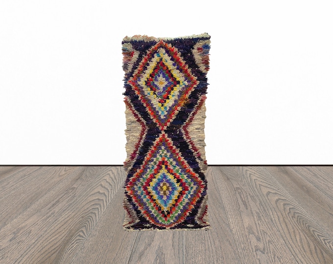 Small moroccan runner rug, 2x6 feet vintage runner rug, tribal runner rug, berber runner rug.