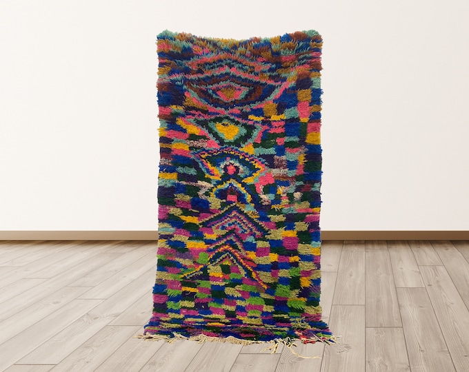 Bohemian runner rug, 3x6 ft woven moroccan rug.