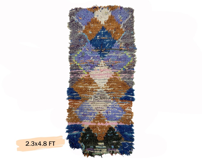 Small Moroccan Unique Vintage Runner Rug 2x5.