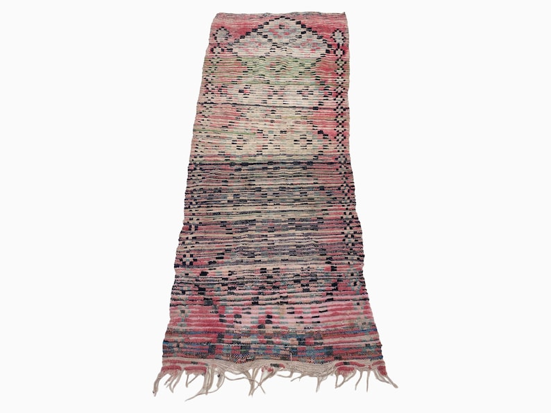 Geometric Runner Pattern Moroccan Wool Geometric Runner, Vintage Pink Cream 3x7 - Etsy