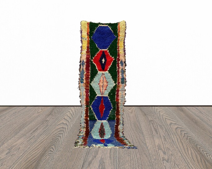 Moroccan long runner rug, 3x9 feet vintage woven runner rug, berber rug runner, tribal runner rug.