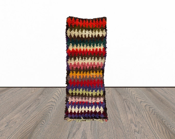 2x8 Feet entryway runner rug, vintage runner rug, berber runner rug, colorful runner rug.