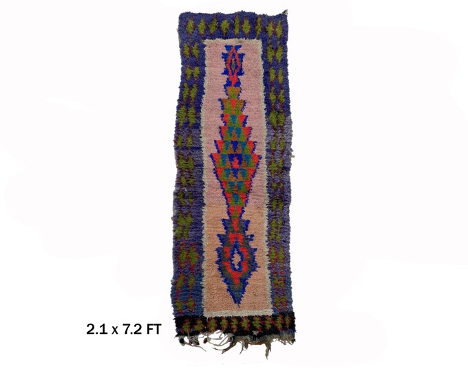 2x7 Unique Berber Moroccan Vintage Runner Rug.