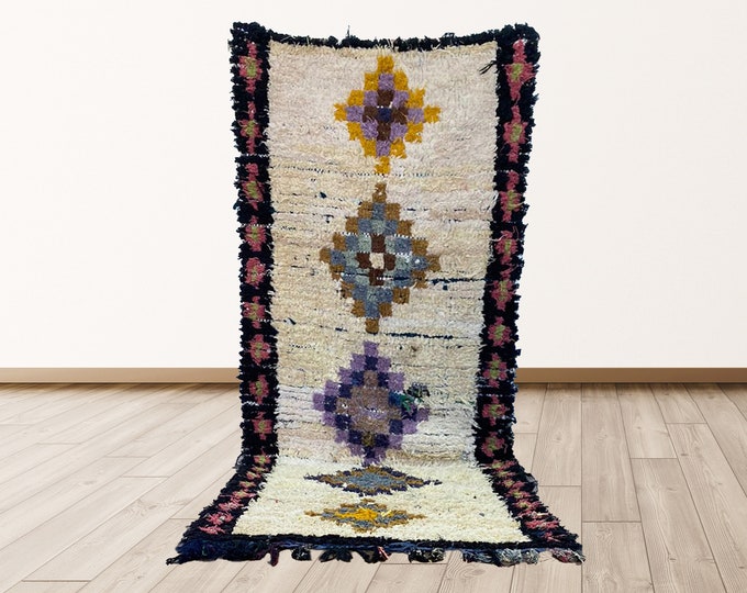 Woven vintage Berber Azilal Moroccan 3x6 ft rug.
