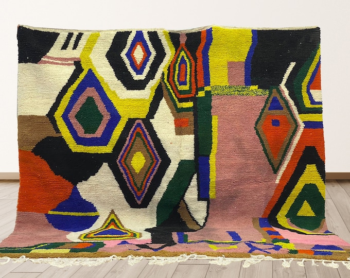 Unique Large Wool Rug: Moroccan Custom Rug.