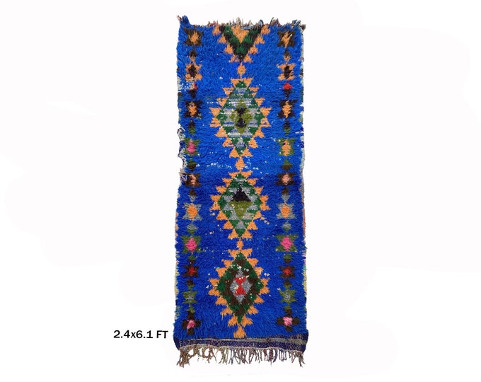 Vintage Moroccan Woven Runner Rug 2x6.