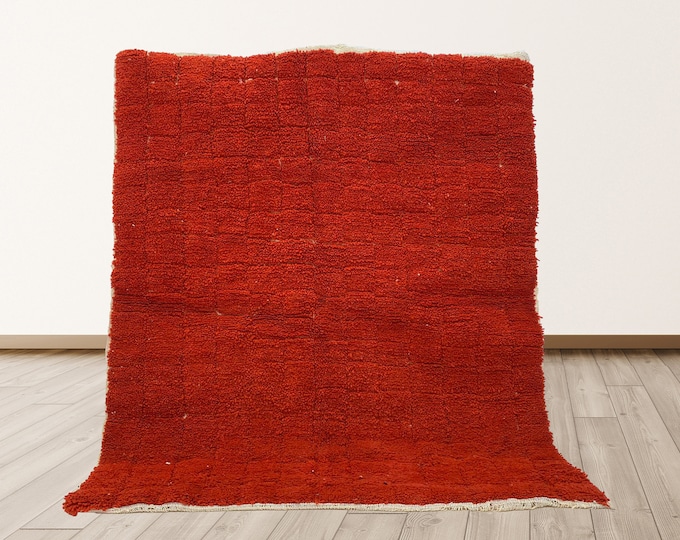 Solid Moroccan Handmade Area Rug: Unique Boho Decor.