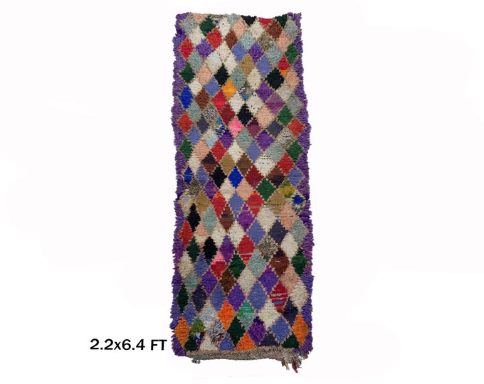 Moroccan Diamond Vintage Runner Rug 2x6.