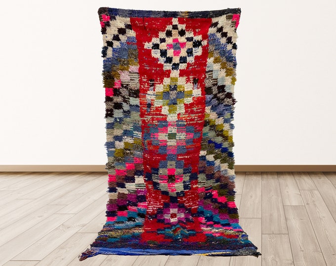 Azilal Moroccan Vintage Rug, 3.6x7.5 feet Berber Moroccan vintage rugs.