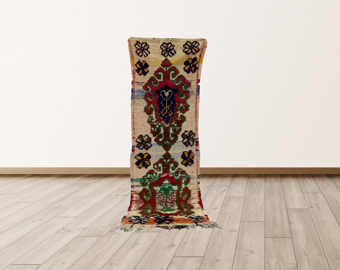 2x7 ft Morrocan Berber Vintage, Moroccan Azilal Berber Vintage Rug.