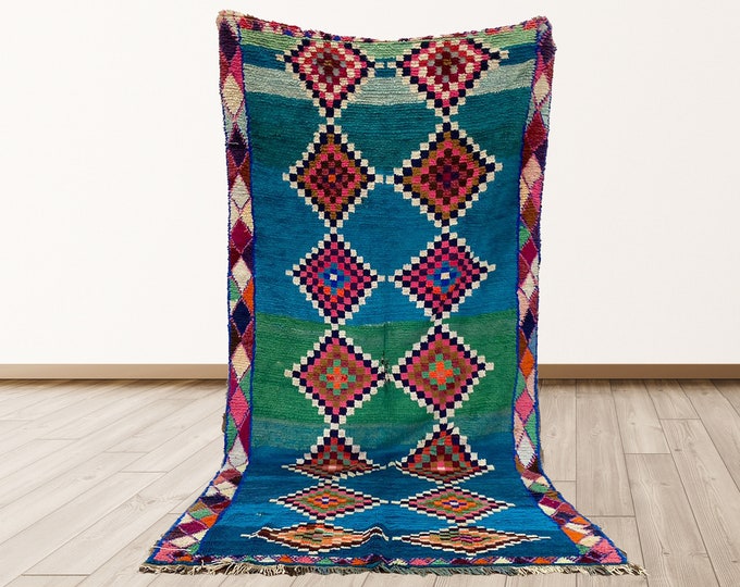 Azilal Moroccan Vintage Rug, 4x9 feet Berber Moroccan vintage rugs