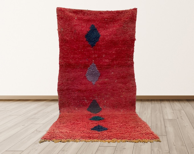Bohemian Vintage Morrocan 3x6 ft Tribal Azilal Berber Rug.