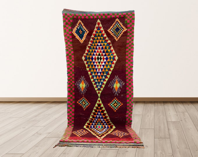 8x3 feet Berber Vintage Moroccan rugs, vintage Berber Bohemian area rugs.