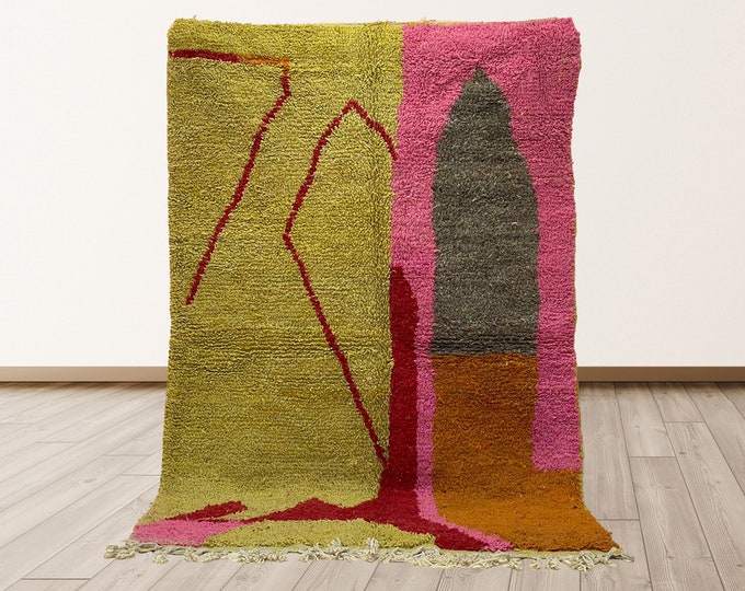 Moroccan Unique Area Rug: Handmade Home Decor Wool Rug.