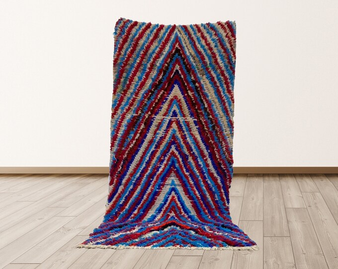Moroccan runner 3x7 shag rug, Colorful Moroccan Rug, Boho rug, Vintage rugs.