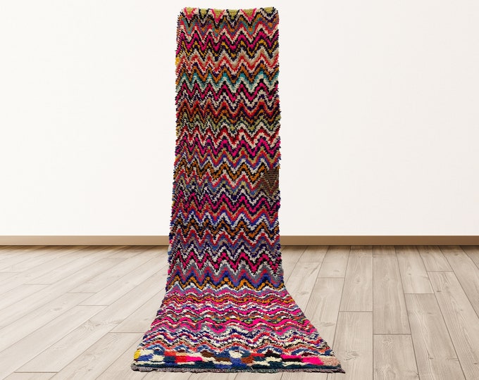 2.5x10.5 feet Tribal Vintage Moroccan Berber long runner rug,