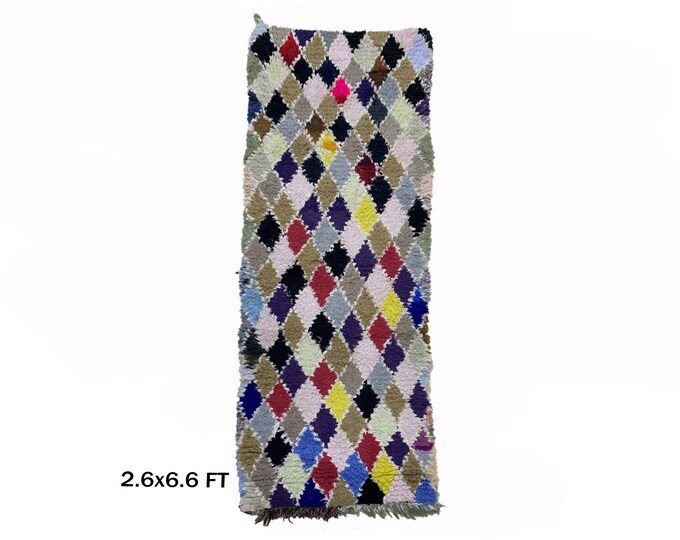 Diamond Moroccan Vintage Boho Rug runner 3x7.