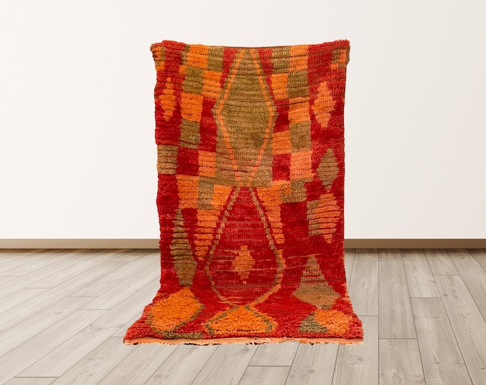 2x5 ft hand woven berber rug, Moroccan red rug!