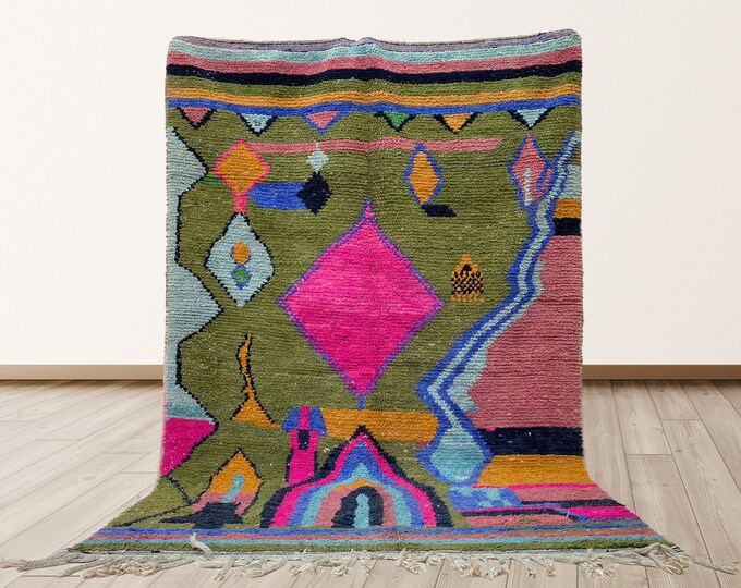 Moroccan Custom Area Rug: Boho Home Decor Rug.