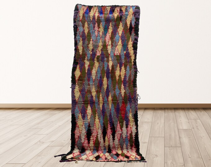 Azilal tribal Moroccan Berber vintage 3x7 rug runner.