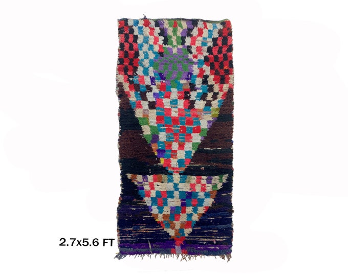 Moroccan Vintage Runner Rug 3x6: Colorful Boho Runner Rug.