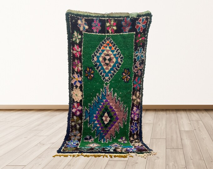 7x3 foot Bohemian Vintage Moroccan rug, Berber Moroccan Vintage rug.