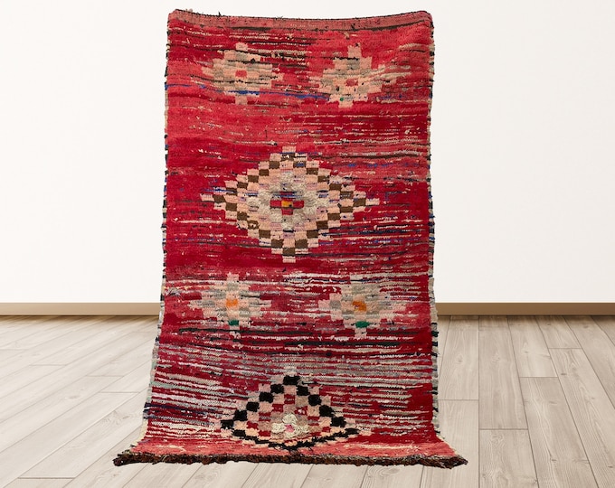 3x6 foot Rugs tribal Morocco Azilal, Morrocan Berber Vintage Rug.