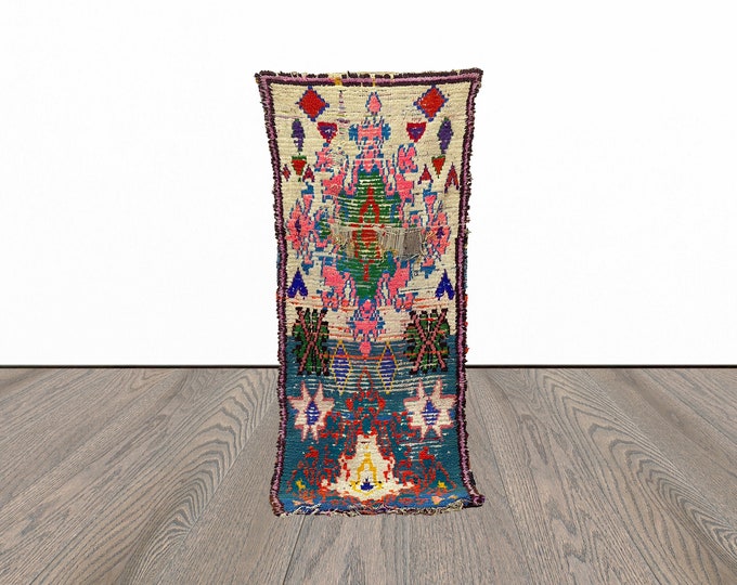 Tribal moroccan runner rug, 3x8 feet vintage berber runner rug, colorful runner rug, unique runner rug.