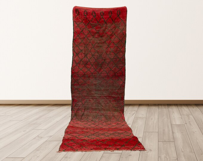 Morrocan Rug, 3x9 ft  soft wool rug, moroccan Berber vintage rug.