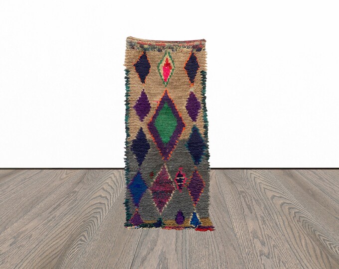 Small runner rug, 2x6 feet vintage runner rug, hallway runner rug, azilal runner rug, berber runner rug.