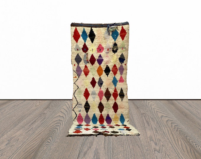 3x10 Feet boucherouite runner rugs, colorful runner rug, vintage runner rug, tribal runner rugs.