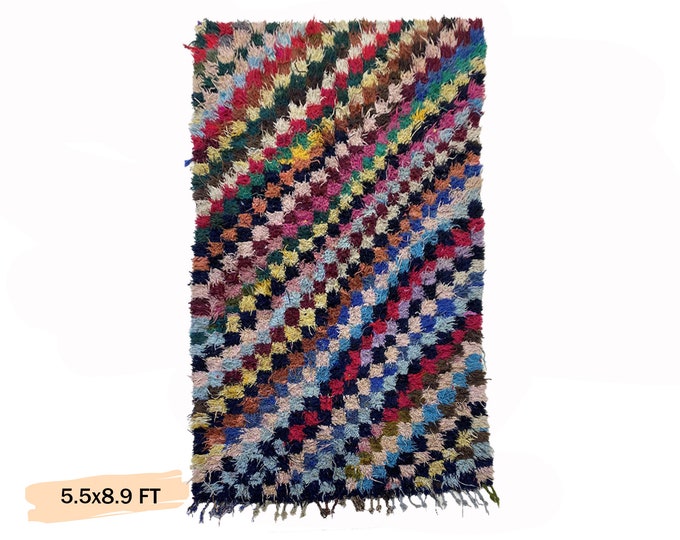 Moroccan Vintage Area Rug 6x9, Unique Colorful Boho Rug.