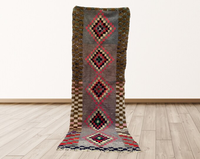 3x9 feet tribal Moroccan vintage runner rug.