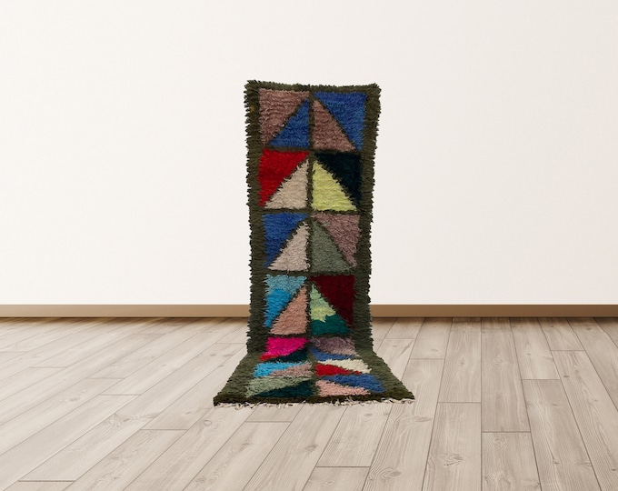 3x10 feet Vintage Morrocan Tribal Azilal Berber Rug.