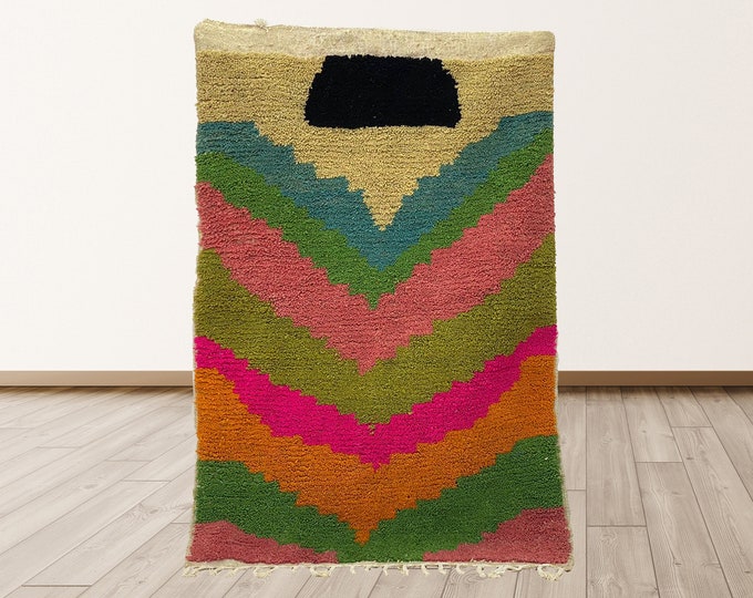 Handmade Moroccan Chevron Rug: Colorful Home Decor Rug.