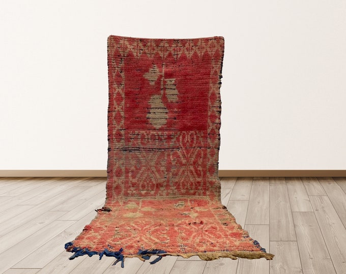 Boho 3x6 ft Tribal Azilal Morrocan Berber Vintage Rug.