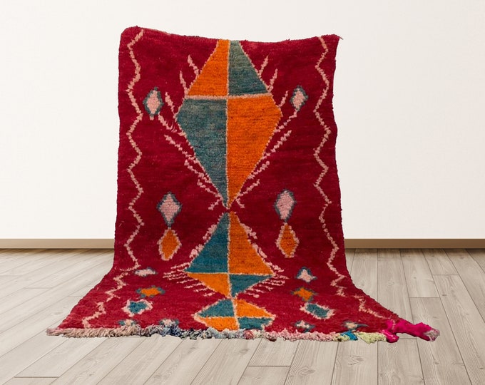 4x6 ft Moroccan Azilal Boho Vintage Berber Rug