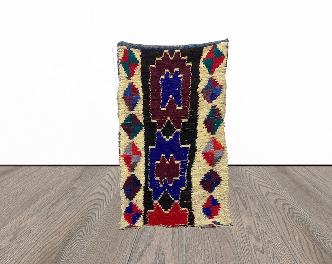 Small vintage rug, 3x6 feet moroccan woven rug, berber area rug, tribal azilal rug, unique rug.