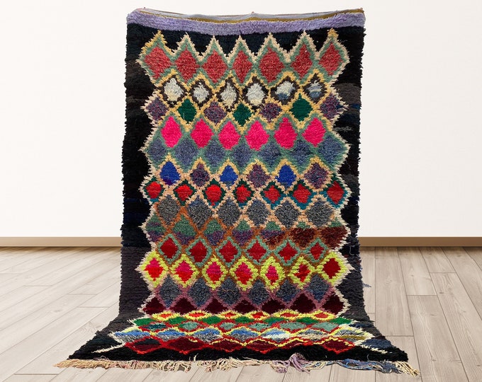 5x9 feet Moroccan Berber runner rug, Tribal Wool Vintage rugs.