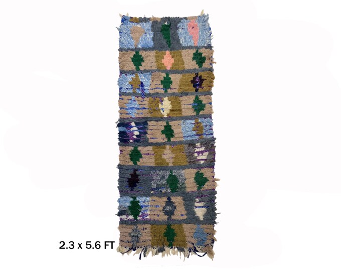 Boho Chic Moroccan Runner Rug 2x6- Colorful Home Decor Rug.