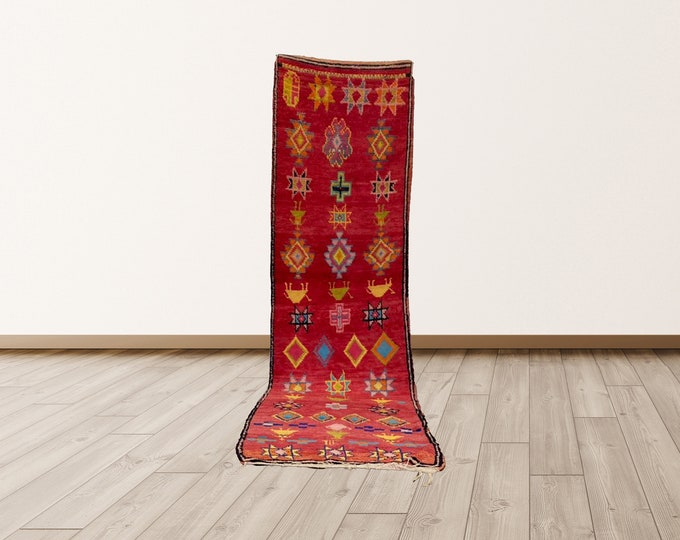 3x10 ft Rugs Azilal, Morrocan Berber Vintage Rug.
