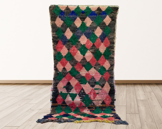 4x7 feet tribal Vintage Moroccan rug, Vintage Moroccan Berber runner rug,