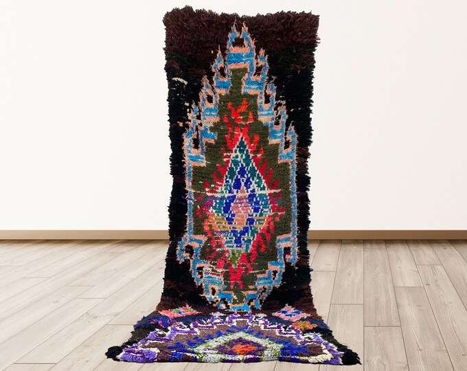 3x9 feet Vintage Moroccan runner rug, Vintage Moroccan Berber runner rug,